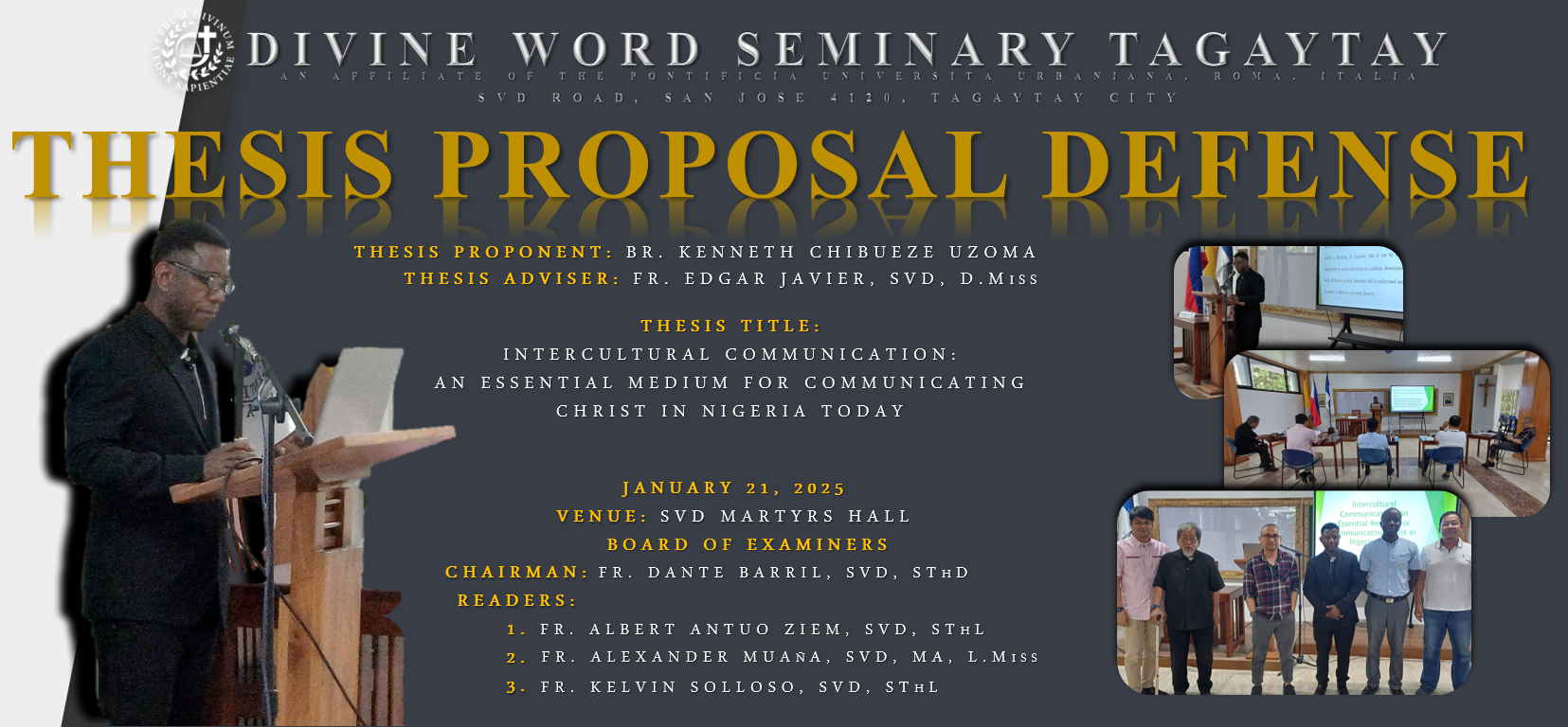 THESIS PROPONENT: BR. KENNETH CHIBUEZE UZOMA